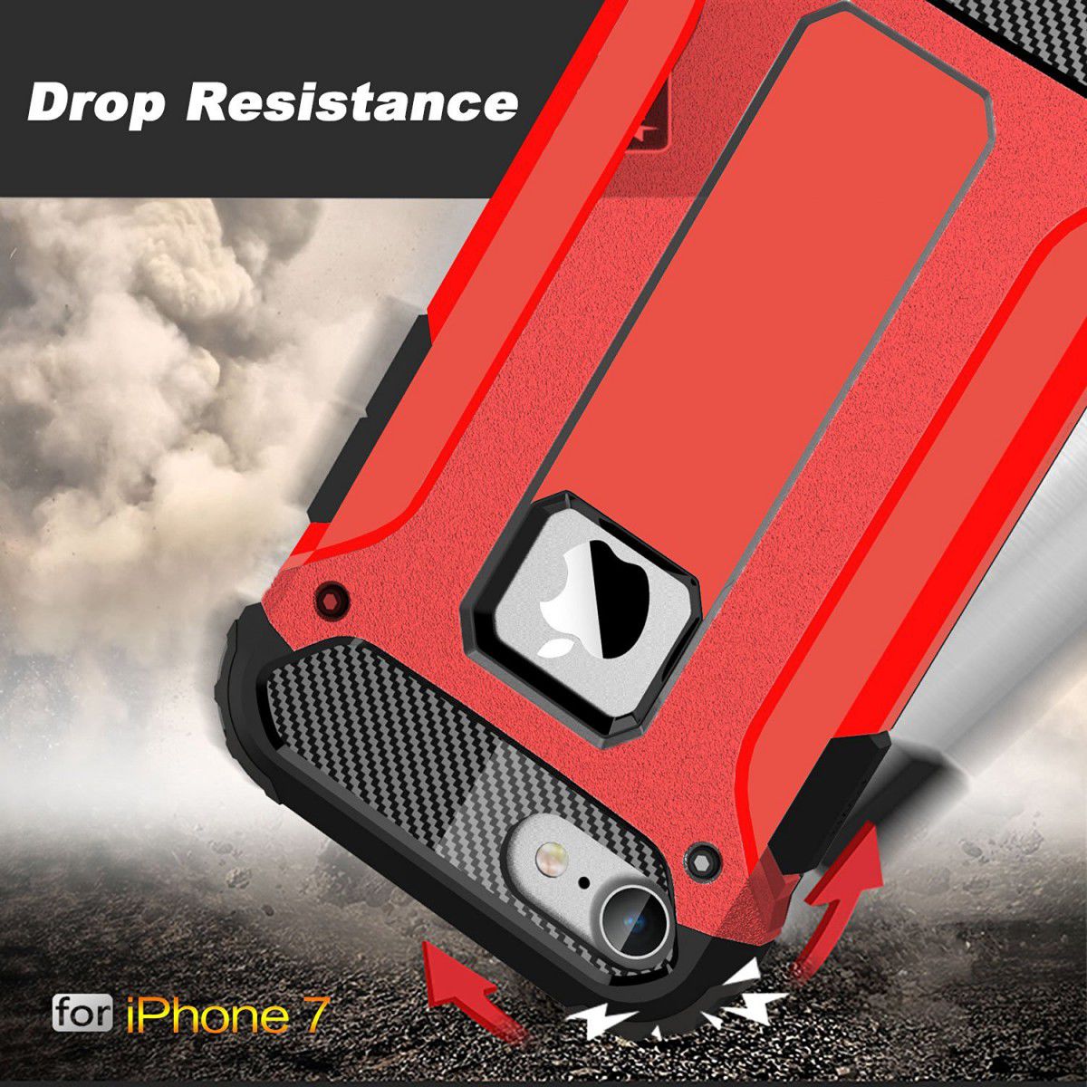Apple iPhone 7/8 Hoesje Shock Proof Hybride Back Cover Rood afbeelding 2