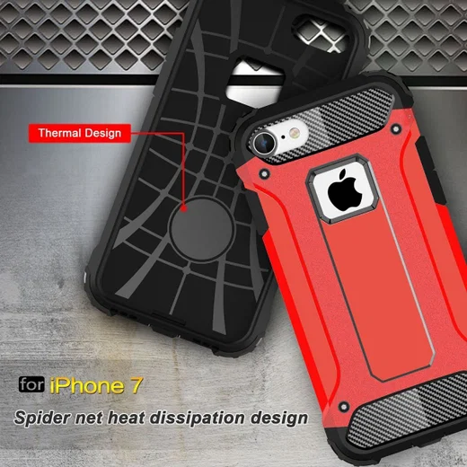 Apple iPhone 7/8 Hoesje Shock Proof Hybride Back Cover Rood afbeelding 6