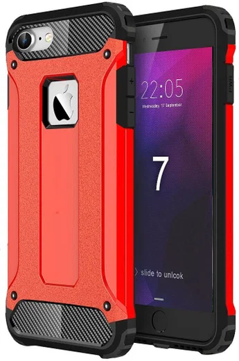 Apple iPhone 7/8 Hoesje Shock Proof Hybride Back Cover Rood afbeelding 1