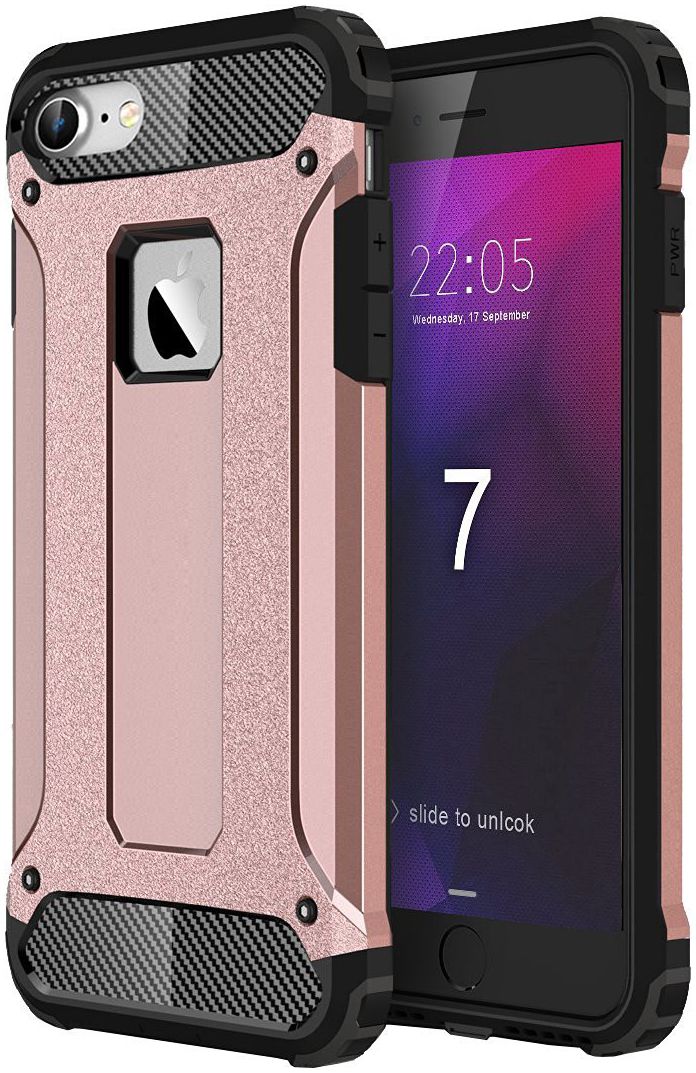 Apple iPhone 7/8 Hoesje Shock Proof Hybride Back Cover Roze afbeelding 1