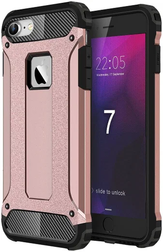 Apple iPhone 7/8 Hoesje Shock Proof Hybride Back Cover Roze afbeelding 1