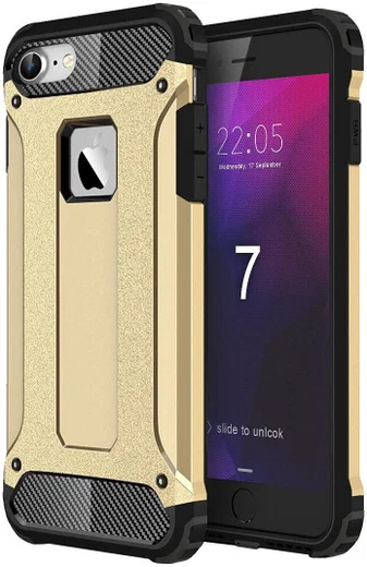 Apple iPhone 7/8 Hoesje Shock Proof Hybride Back Cover Goud afbeelding 1