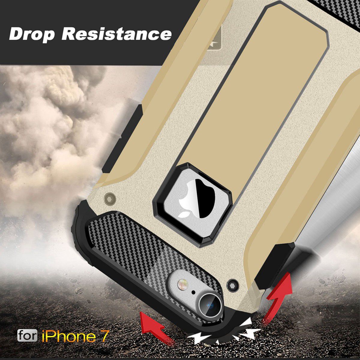 Apple iPhone 7/8 Hoesje Shock Proof Hybride Back Cover Goud afbeelding 2