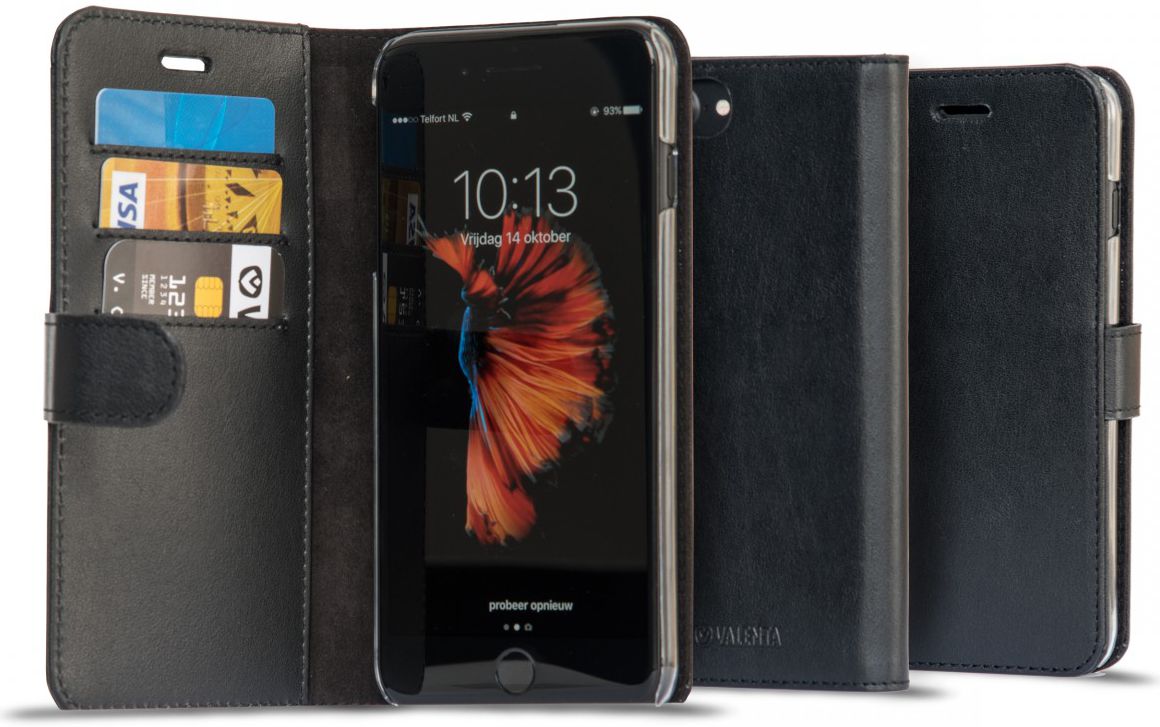Valenta Classic Luxe iPhone 8/7/6(s) Plus Hoesje Leer Bookcase Zwart afbeelding 8