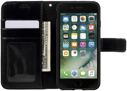 Apple iPhone 7 / 8 Portemonnee Booktype Hoesje Zwart afbeelding 1