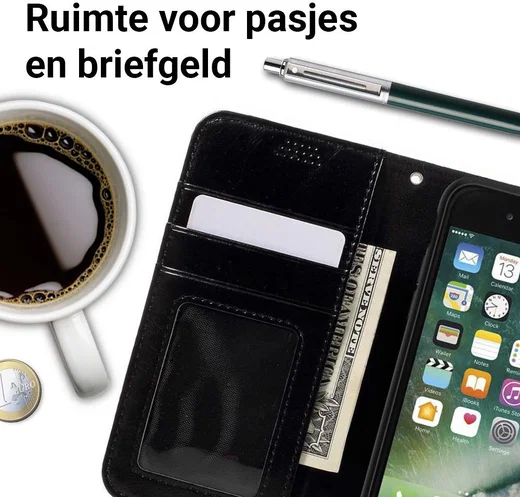 Apple iPhone 7 / 8 Portemonnee Booktype Hoesje Zwart afbeelding 3