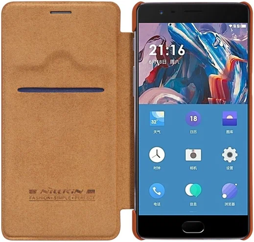 Nillkin Qin Book Case OnePlus 3T / 3 Bruin afbeelding 2