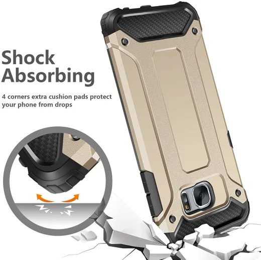 Samsung Galaxy S7 Hoesje Shock Proof Hybride Back Cover Goud afbeelding 2