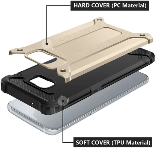 Samsung Galaxy S7 Hoesje Shock Proof Hybride Back Cover Goud afbeelding 4