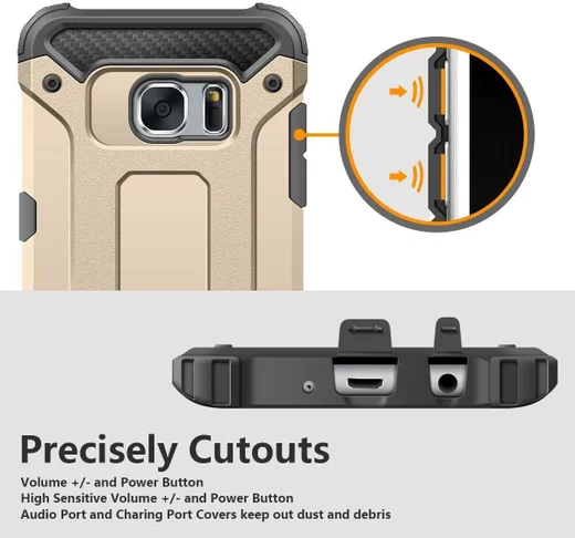 Samsung Galaxy S7 Hoesje Shock Proof Hybride Back Cover Goud afbeelding 6