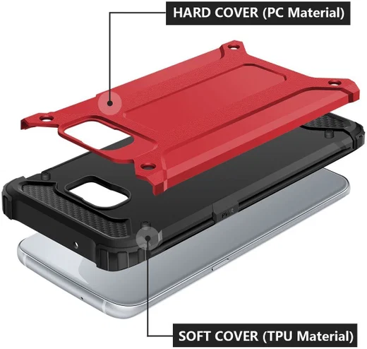 Samsung Galaxy S7 Hoesje Shock Proof Hybride Back Cover Rood afbeelding 4