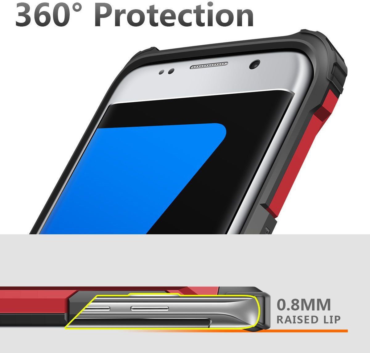 Samsung Galaxy S7 Hoesje Shock Proof Hybride Back Cover Rood afbeelding 5