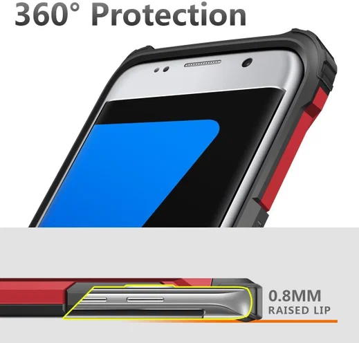Samsung Galaxy S7 Hoesje Shock Proof Hybride Back Cover Rood afbeelding 5