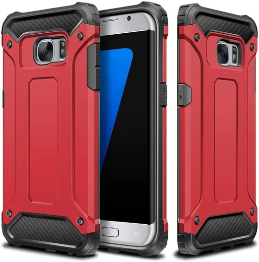 Samsung Galaxy S7 Hoesje Shock Proof Hybride Back Cover Rood afbeelding 8