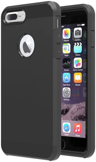 Apple iPhone 7 Plus / 8 Plus Hybride Cover Zwart afbeelding 1