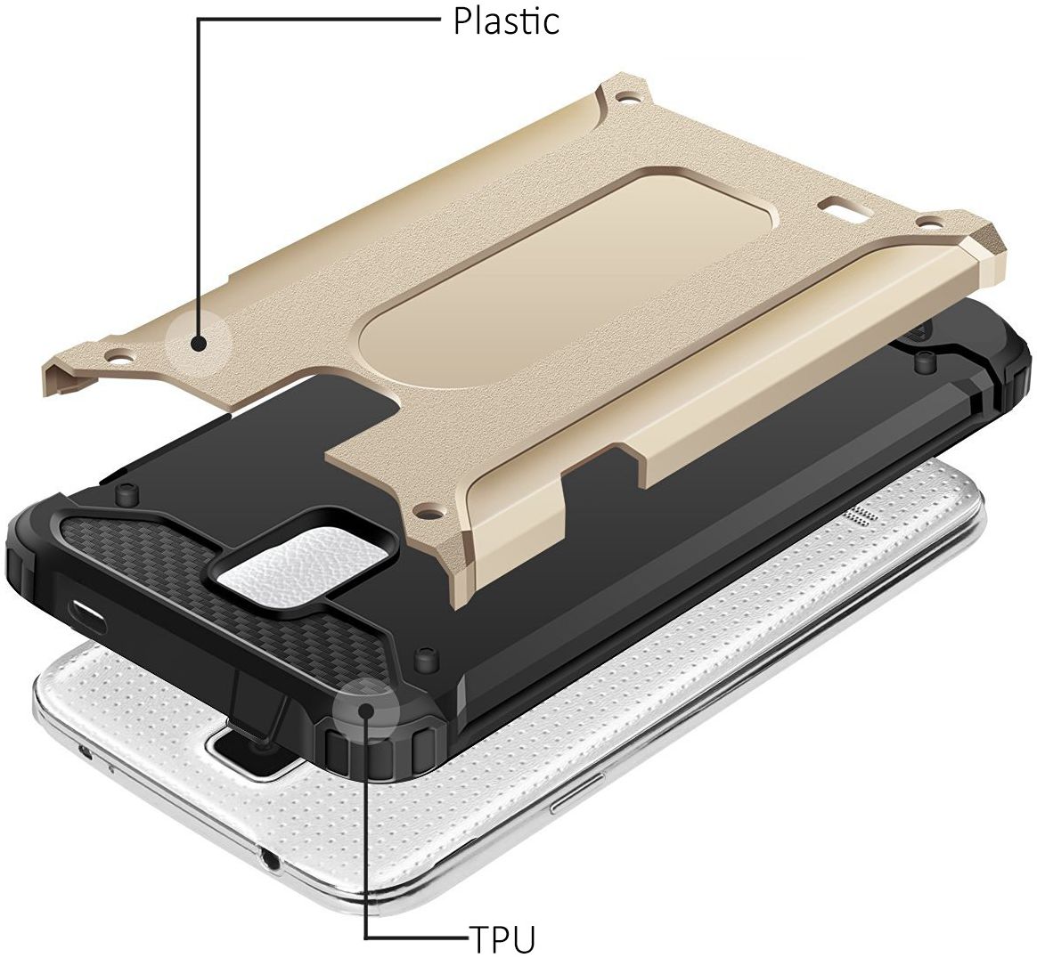 Hybride Samsung Galaxy S5 Hoesje Goud afbeelding 2
