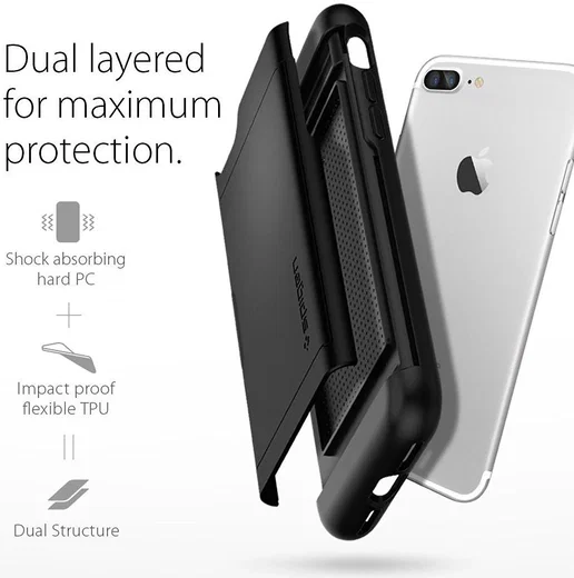Spigen Slim Armor Card Holder Case Apple iPhone 7 Plus / 8 Plus Black afbeelding 2