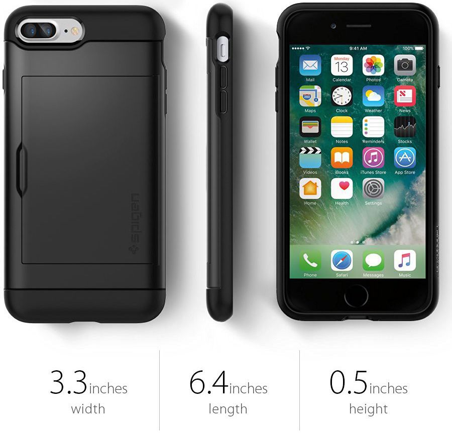 Spigen Slim Armor Card Holder Case Apple iPhone 7 Plus / 8 Plus Black afbeelding 6