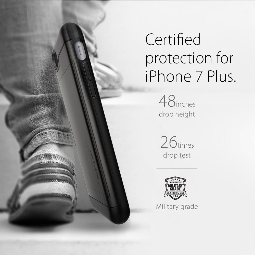 Spigen Slim Armor Card Holder Case Apple iPhone 7 Plus / 8 Plus Black afbeelding 4