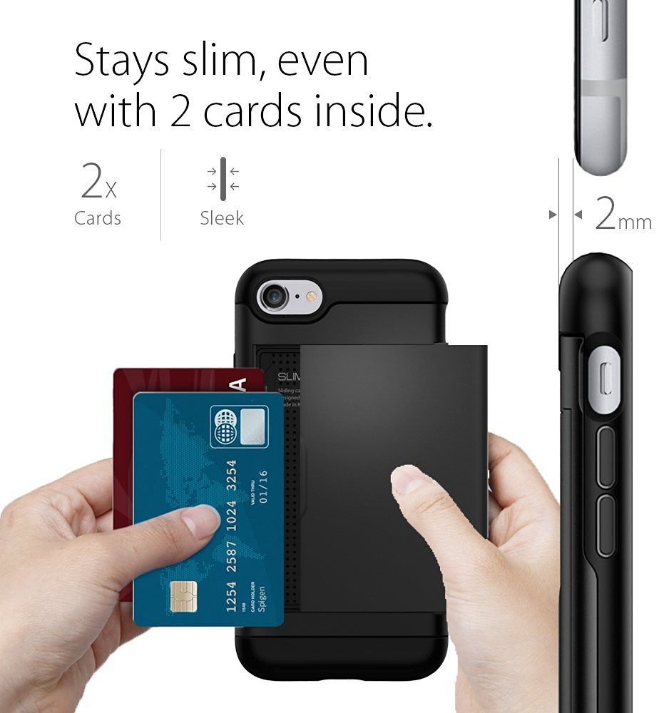 Spigen Slim Armor Card Holder Case Apple iPhone 7 / 8 Black afbeelding 2