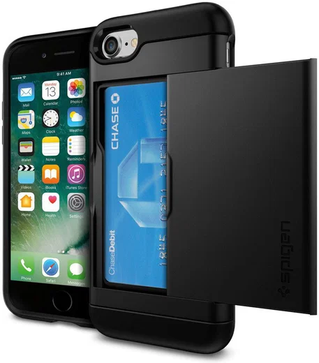 Spigen Slim Armor Card Holder Case Apple iPhone 7 / 8 Black afbeelding 1
