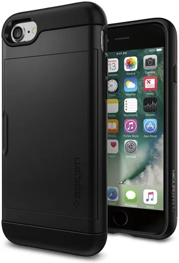 Spigen Slim Armor Card Holder Case Apple iPhone 7 / 8 Black afbeelding 10