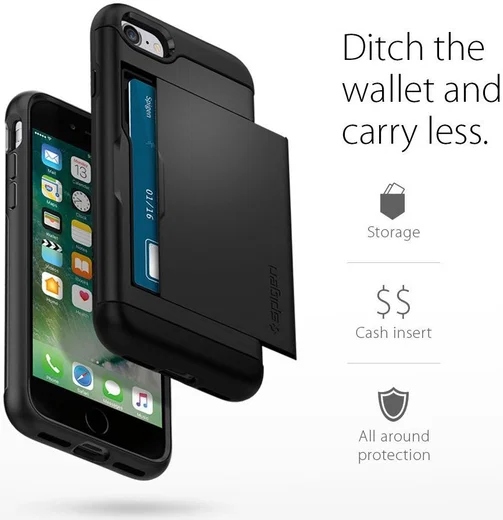 Spigen Slim Armor Card Holder Case Apple iPhone 7 / 8 Black afbeelding 3