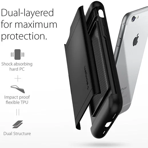 Spigen Slim Armor Card Holder Case Apple iPhone 7 / 8 Black afbeelding 4