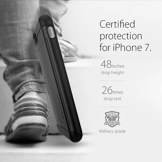 Spigen Slim Armor Card Holder Case Apple iPhone 7 / 8 Black afbeelding 6