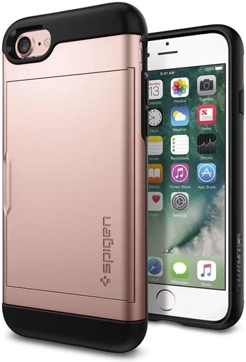 Spigen Slim Armor Card Holder Case Apple iPhone 7 / 8 Rose Gold afbeelding 11