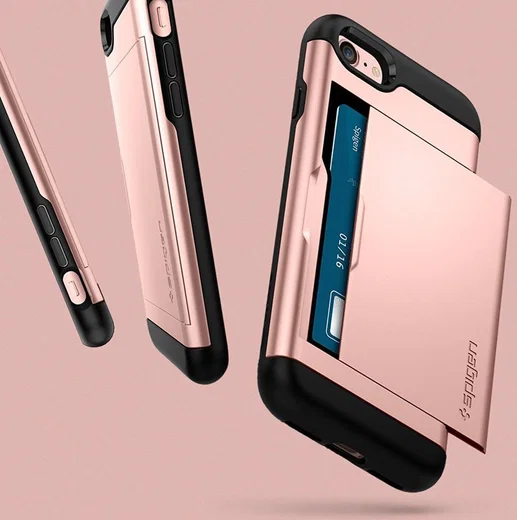 Spigen Slim Armor Card Holder Case Apple iPhone 7 / 8 Rose Gold afbeelding 3