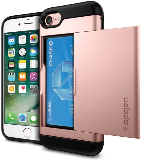 Spigen Slim Armor Card Holder Case Apple iPhone 7 / 8 Rose Gold afbeelding 1