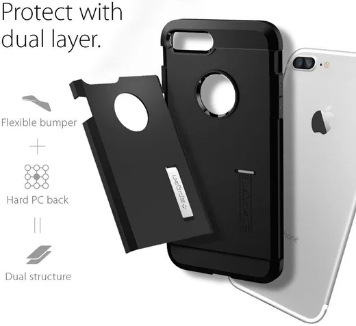 Spigen Slim Armor Apple iPhone 7 Plus / 8 Plus Hoesje Black afbeelding 3