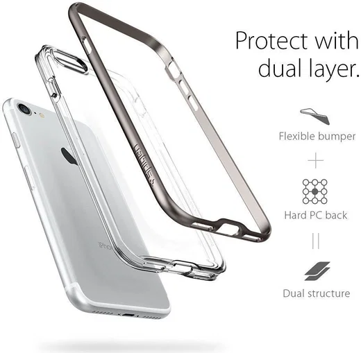 Spigen Neo Hybrid Crystal Case iPhone 7 / 8 Gunmetal afbeelding 10
