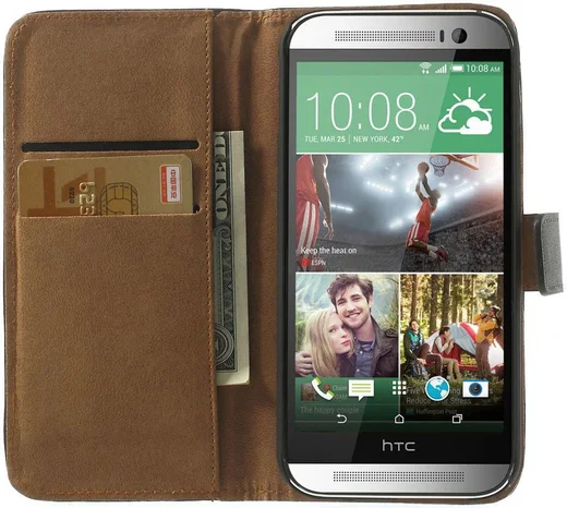 HTC One M8 Portemonnee Hoesje Zwart afbeelding 5