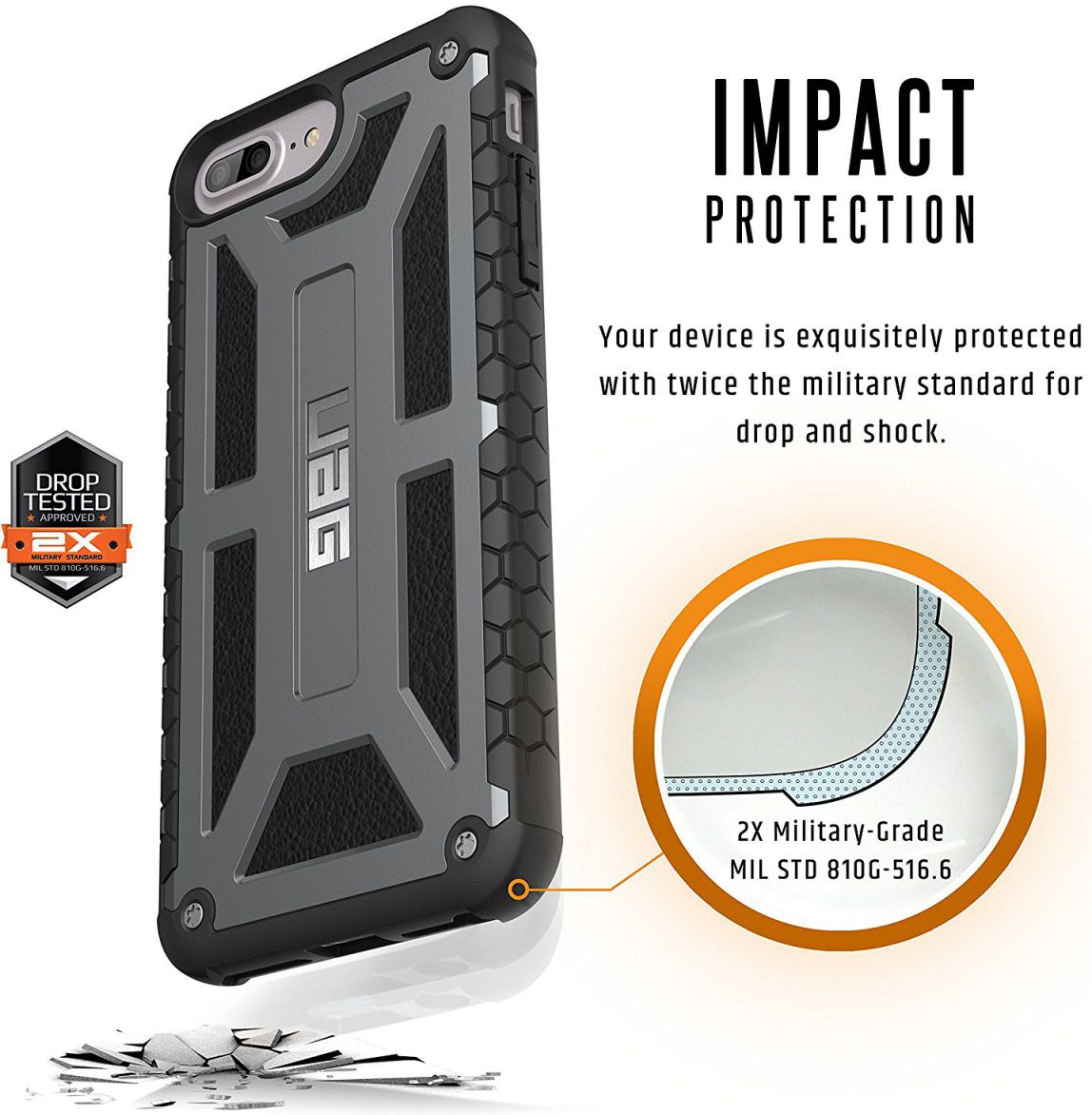 UAG Monarch Case Apple iPhone 7 Plus / 8 Plus Grafite afbeelding 5