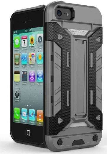 Hybride Apple iPhone 5/5S/SE Hoesje met Kaarthouder Grijs afbeelding 1