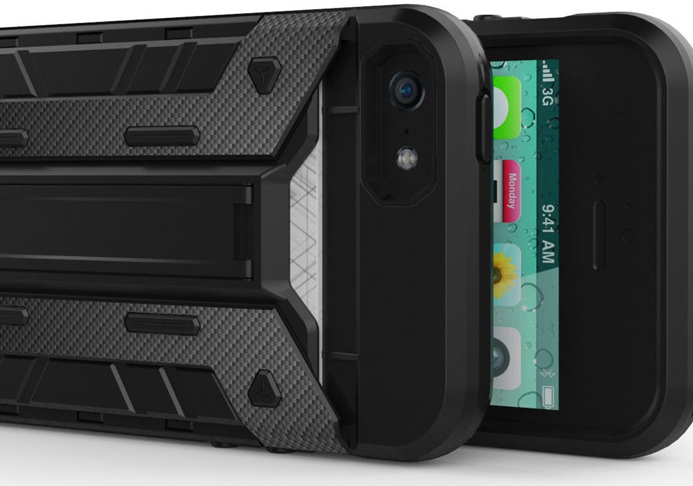 Hybride Apple iPhone 5/5S/SE Hoesje met Kaarthouder Grijs afbeelding 6