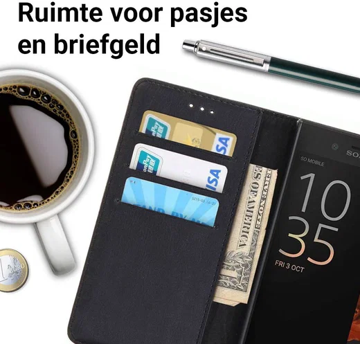 Sony Xperia XZ / XZs Portemonnee Hoesje Zwart afbeelding 2