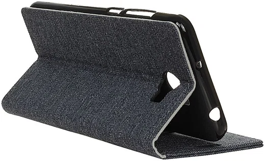 Huawei Y6 II Compact Linnen Portemonnee Hoesje Donker Blauw afbeelding 3
