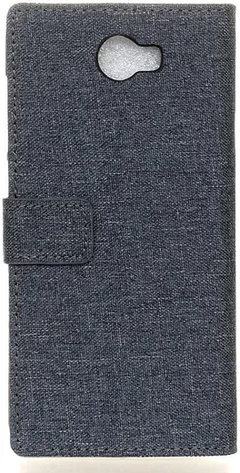 Huawei Y6 II Compact Linnen Portemonnee Hoesje Donker Blauw afbeelding 5