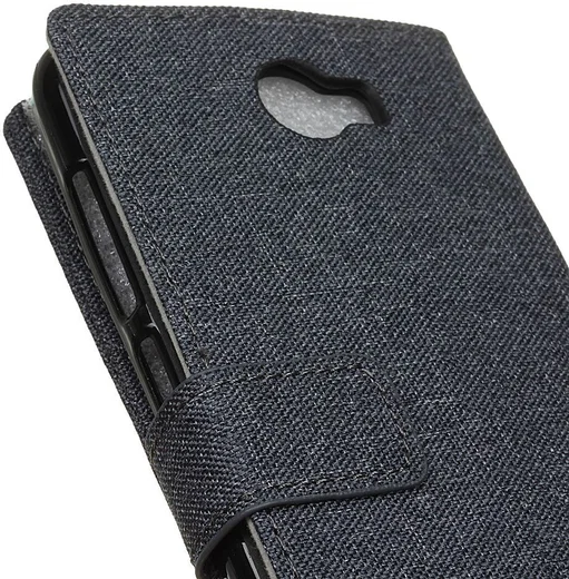 Huawei Y6 II Compact Linnen Portemonnee Hoesje Donker Blauw afbeelding 6