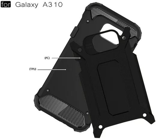 Samsung Galaxy A3 (2016) Hybride Beschermhoesje Zwart afbeelding 3