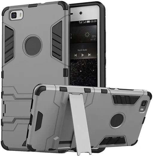 Huawei Ascend P8 Lite Hybride Hoesje Grijs afbeelding 1