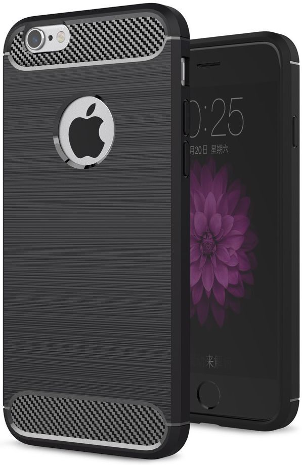 Apple iPhone 6(S) Geborsteld TPU Hoesje Zwart afbeelding 1