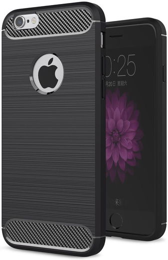 Apple iPhone 6(S) Geborsteld TPU Hoesje Zwart afbeelding 1