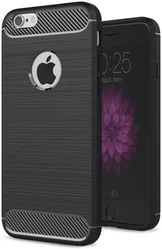 Apple iPhone 6(S) Geborsteld TPU Hoesje Zwart afbeelding
