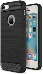 Apple iPhone 5/5s/SE Geborsteld TPU Hoesje Zwart afbeelding