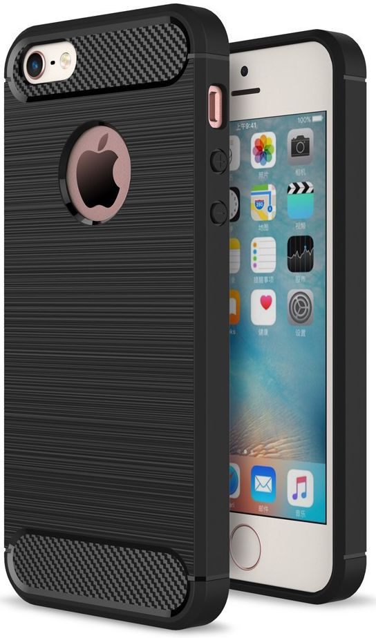 Apple iPhone 5/5s/SE Geborsteld TPU Hoesje Zwart afbeelding 7