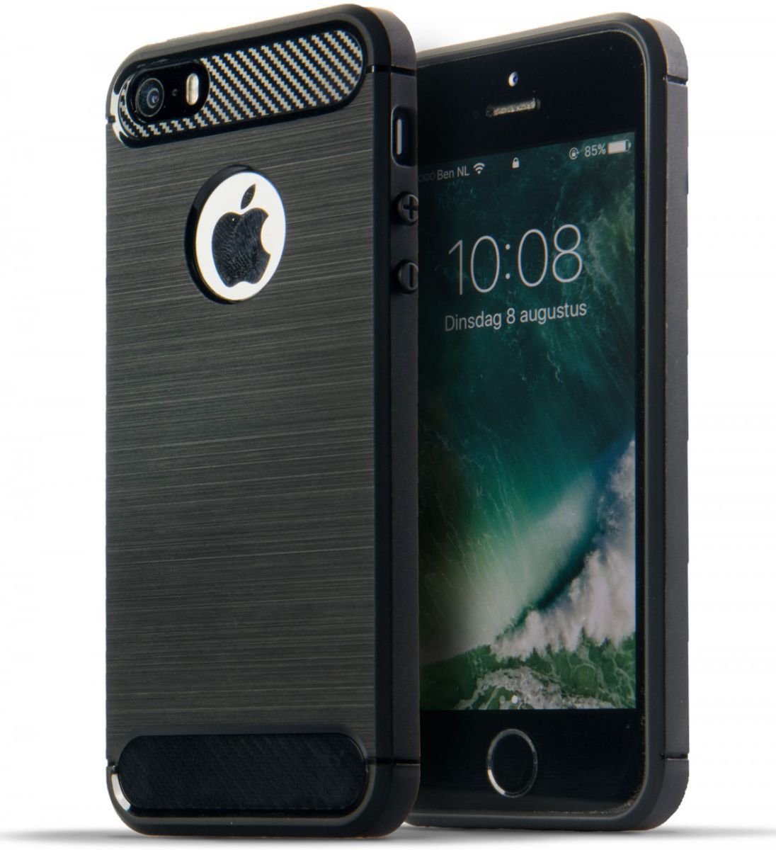 Apple iPhone 5/5s/SE Geborsteld TPU Hoesje Zwart afbeelding 6